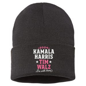 Kamala Harris Tim Walz 2024 President Election Im With Them Sustainable Knit Beanie