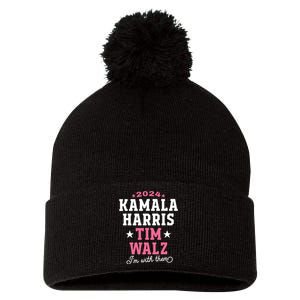 Kamala Harris Tim Walz 2024 President Election Im With Them Pom Pom 12in Knit Beanie