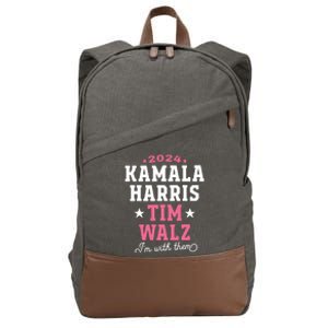 Kamala Harris Tim Walz 2024 President Election Im With Them Cotton Canvas Backpack