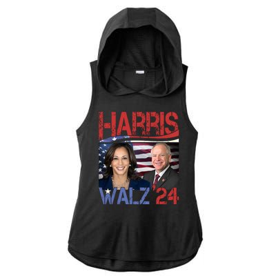 Kamala Harris Tim Walz 2024 Election Ladies PosiCharge Tri-Blend Wicking Draft Hoodie Tank