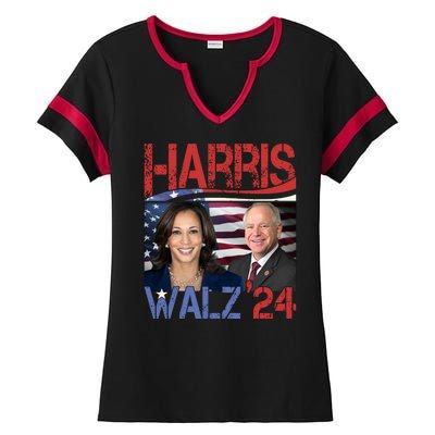 Kamala Harris Tim Walz 2024 Election Ladies Halftime Notch Neck Tee