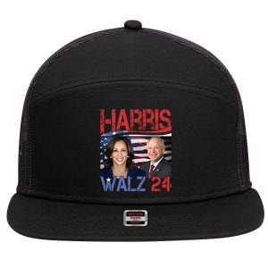 Kamala Harris Tim Walz 2024 Election 7 Panel Mesh Trucker Snapback Hat