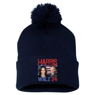 Kamala Harris Tim Walz 2024 Election Pom Pom 12in Knit Beanie