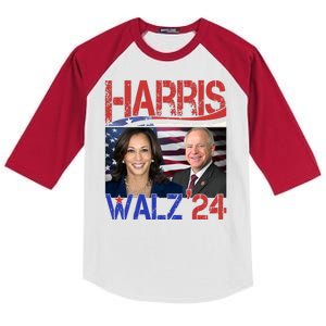 Kamala Harris Tim Walz 2024 Election Kids Colorblock Raglan Jersey