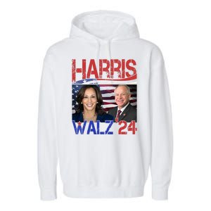 Kamala Harris Tim Walz 2024 Election Garment-Dyed Fleece Hoodie