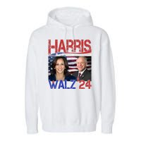 Kamala Harris Tim Walz 2024 Election Garment-Dyed Fleece Hoodie