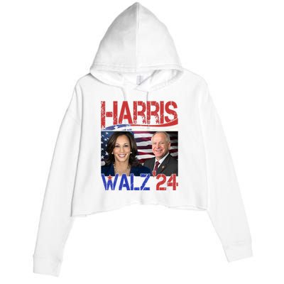 Kamala Harris Tim Walz 2024 Election Crop Fleece Hoodie