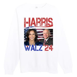 Kamala Harris Tim Walz 2024 Election Premium Crewneck Sweatshirt