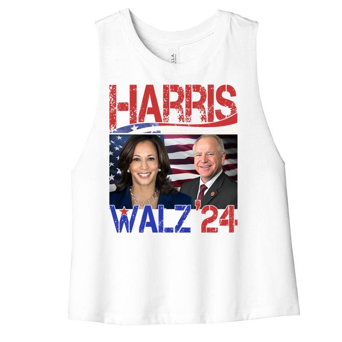 Kamala Harris Tim Walz 2024 Election Women's Racerback Cropped Tank