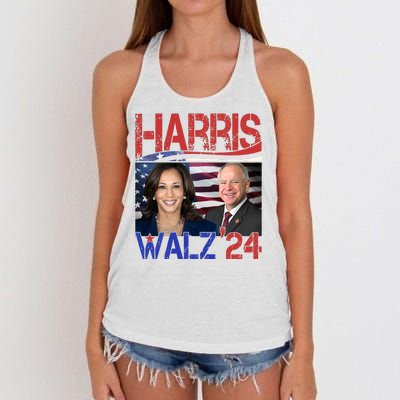 Kamala Harris Tim Walz 2024 Election Women's Knotted Racerback Tank