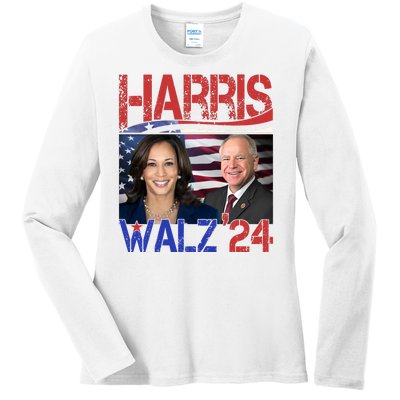 Kamala Harris Tim Walz 2024 Election Ladies Long Sleeve Shirt