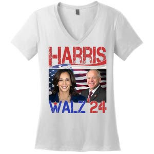 Kamala Harris Tim Walz 2024 Election Women's V-Neck T-Shirt