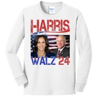 Kamala Harris Tim Walz 2024 Election Kids Long Sleeve Shirt