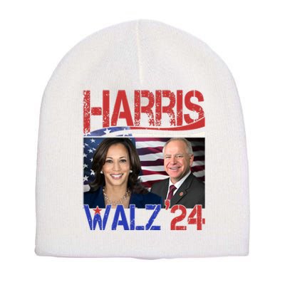 Kamala Harris Tim Walz 2024 Election Short Acrylic Beanie