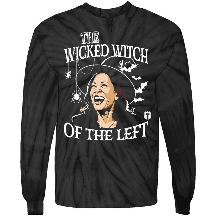 Kamala Harris The Wicked Witch Of The Left Halloween Tie-Dye Long Sleeve Shirt