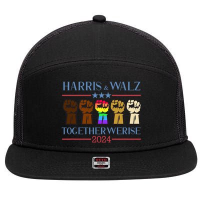 Kamala Harris Tim Walz 2024 Lgbt Harris Walz 2024 7 Panel Mesh Trucker Snapback Hat