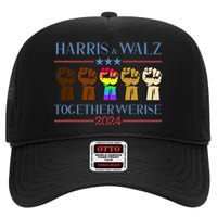 Kamala Harris Tim Walz 2024 Lgbt Harris Walz 2024 High Crown Mesh Back Trucker Hat