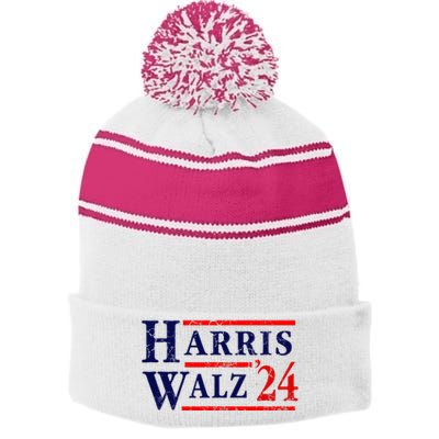 Kamala Harris Tim Walz 2024 Election Democrat Party Stripe Pom Pom Beanie