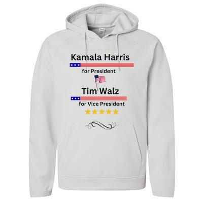 Kamala Harris Tim Walz For President And Vice President Vote Performance Fleece Hoodie