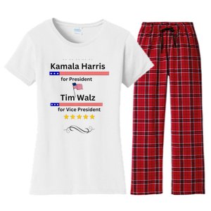 Kamala Harris Tim Walz For President And Vice President Vote Women's Flannel Pajama Set