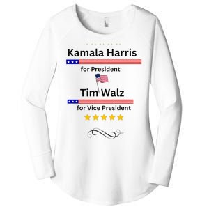 Kamala Harris Tim Walz For President And Vice President Vote Women's Perfect Tri Tunic Long Sleeve Shirt