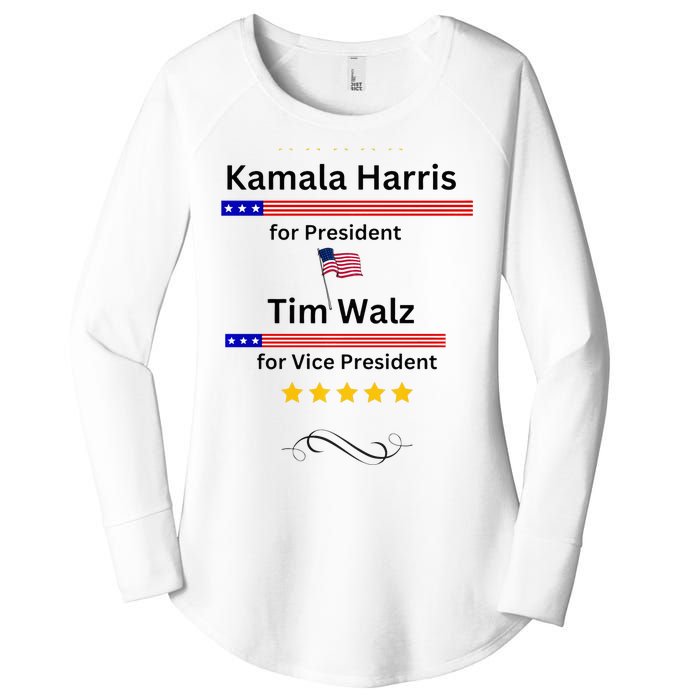 Kamala Harris Tim Walz For President And Vice President Vote Women's Perfect Tri Tunic Long Sleeve Shirt