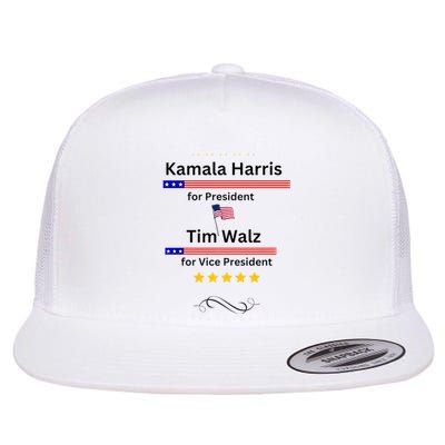 Kamala Harris Tim Walz For President And Vice President Vote Flat Bill Trucker Hat