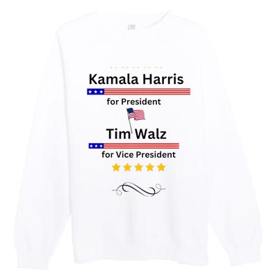 Kamala Harris Tim Walz For President And Vice President Vote Premium Crewneck Sweatshirt