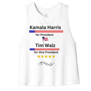 Kamala Harris Tim Walz For President And Vice President Vote Women's Racerback Cropped Tank