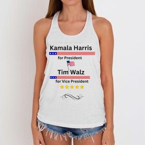 Kamala Harris Tim Walz For President And Vice President Vote Women's Knotted Racerback Tank