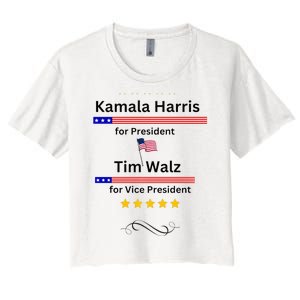 Kamala Harris Tim Walz For President And Vice President Vote Women's Crop Top Tee