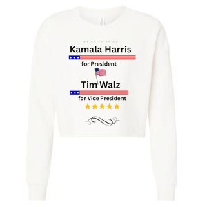 Kamala Harris Tim Walz For President And Vice President Vote Cropped Pullover Crew