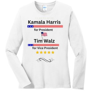 Kamala Harris Tim Walz For President And Vice President Vote Ladies Long Sleeve Shirt