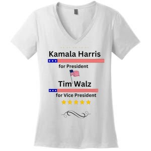 Kamala Harris Tim Walz For President And Vice President Vote Women's V-Neck T-Shirt