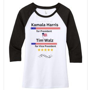 Kamala Harris Tim Walz For President And Vice President Vote Women's Tri-Blend 3/4-Sleeve Raglan Shirt