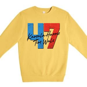 Kamala Harris Tim Walz 47 2024 Election Premium Crewneck Sweatshirt