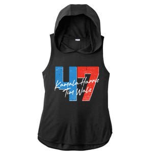 Kamala Harris Tim Walz 47 2024 Election Ladies PosiCharge Tri-Blend Wicking Draft Hoodie Tank