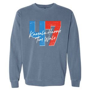 Kamala Harris Tim Walz 47 2024 Election Garment-Dyed Sweatshirt