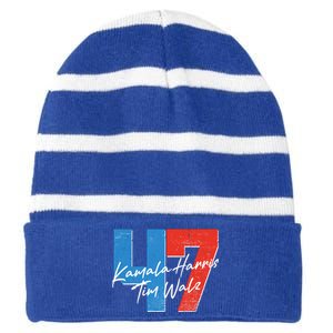 Kamala Harris Tim Walz 47 2024 Election Striped Beanie with Solid Band