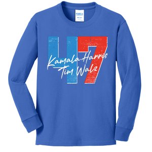 Kamala Harris Tim Walz 47 2024 Election Kids Long Sleeve Shirt