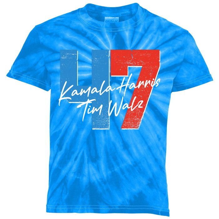 Kamala Harris Tim Walz 47 2024 Election Kids Tie-Dye T-Shirt