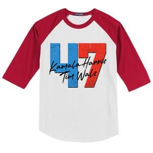 Kamala Harris Tim Walz 47 2024 Election Kids Colorblock Raglan Jersey