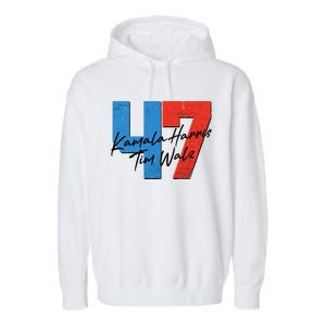 Kamala Harris Tim Walz 47 2024 Election Garment-Dyed Fleece Hoodie