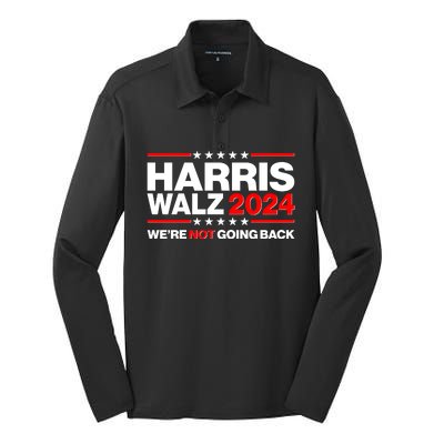 Kamala Harris Tim Walz 2024 Election Were Not Going Back Silk Touch Performance Long Sleeve Polo