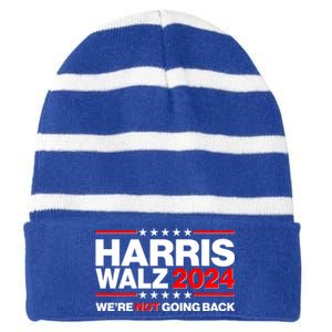 Kamala Harris Tim Walz 2024 Election Were Not Going Back Striped Beanie with Solid Band