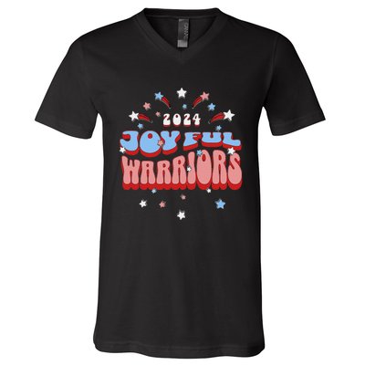 Kamala Harris Tim Walz Joyful Warrirors 2024 V-Neck T-Shirt