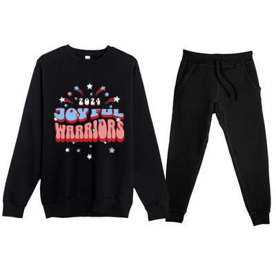 Kamala Harris Tim Walz Joyful Warrirors 2024 Premium Crewneck Sweatsuit Set