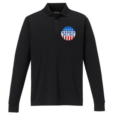 Kamala Harris Tim Walz Waltz Election Party Wear Performance Long Sleeve Polo