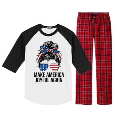 Kamala Harris Tim Walz Waltz 2024 Joyful Warriors Make America Joyful Again Raglan Sleeve Pajama Set