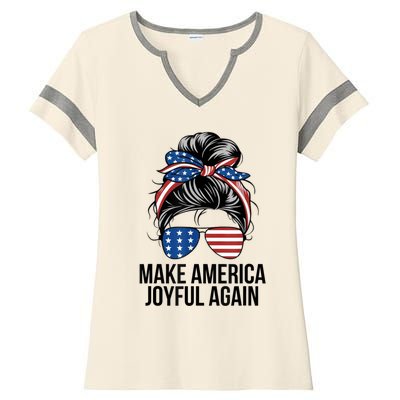 Kamala Harris Tim Walz Waltz 2024 Joyful Warriors Make America Joyful Again Ladies Halftime Notch Neck Tee